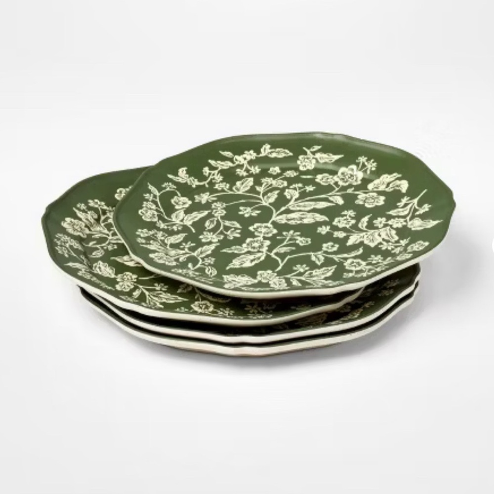 8.5" 4pk Melamine Floral Salad Plates Green - Threshold™ Studio McGee